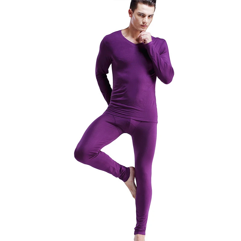 Men Long Johns Men Modal Thermal Underwear Sets Male Sexy Tight Lingerie Autumn Winter Man Long Sleeve T-shirt+U Convex Leggings