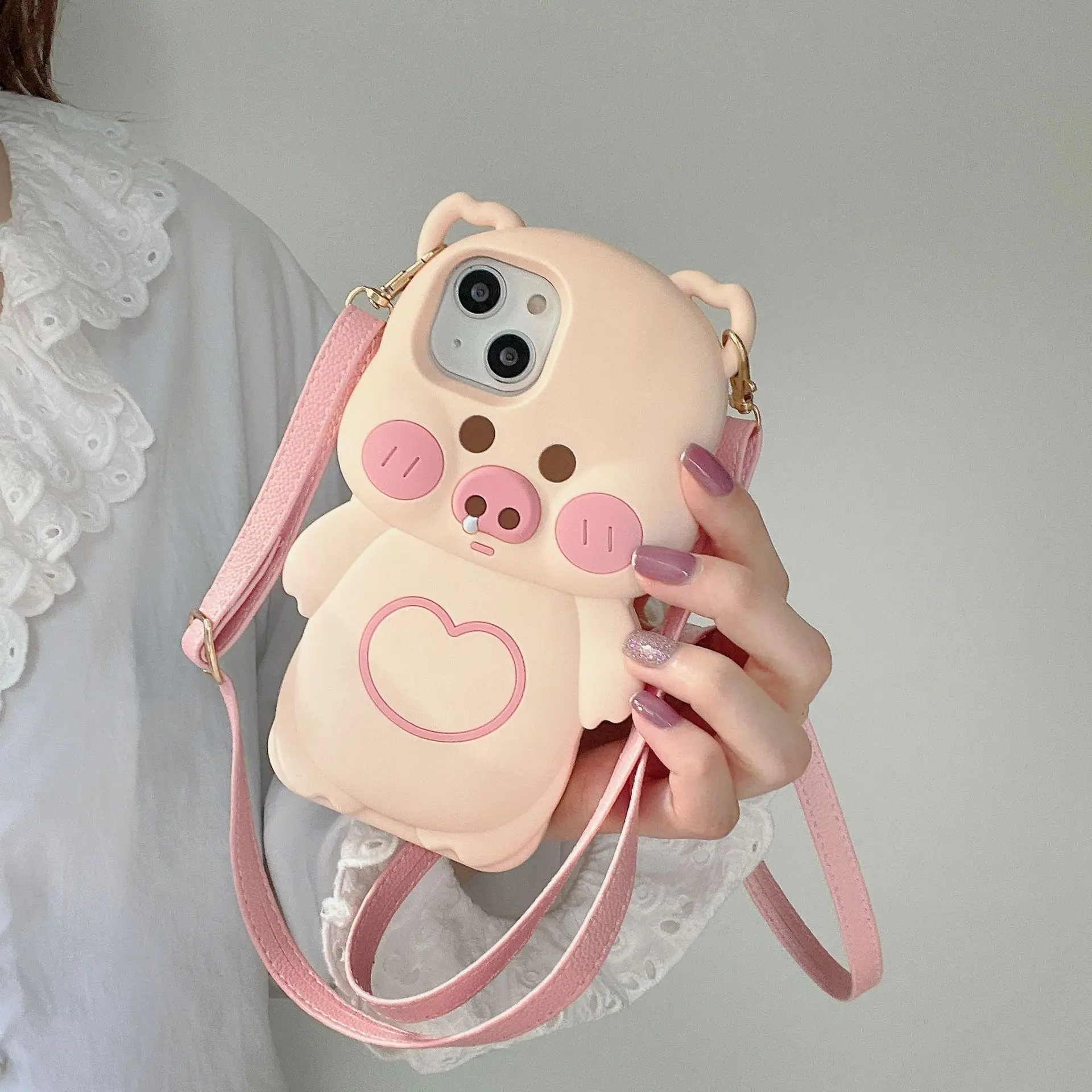 

Cartoon Cute Pink Pig Silicone Phone Cases For iPhone 14 13 12 11 Pro Max Shockproof Soft Shell Cover