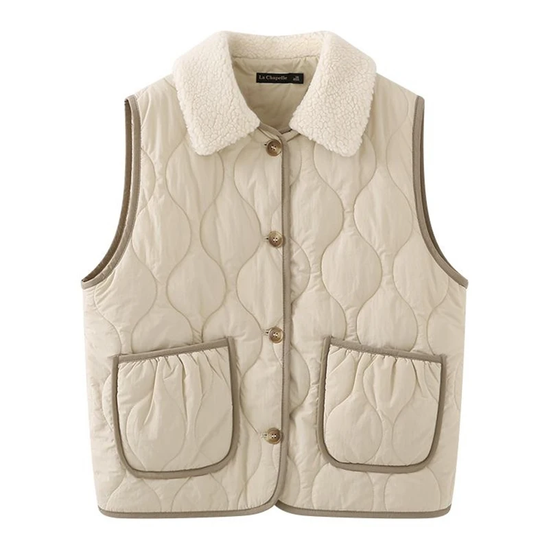 

Женский жилет без рукавов, повседневный жилет свободного покроя с воротником, весна-осень 2024