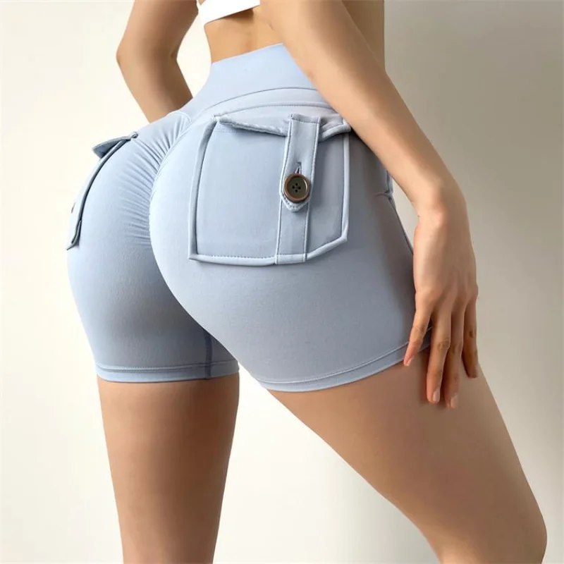 

New Tight Women's Shorts Sexy Cycling Shorts Elastic High Waist Shorts Back Pockets Breathable Sport Shorts ropa de mujer
