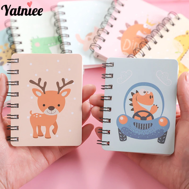 

Yatniee 80 Sheets Creative Cartoon Animal Rollover Coil Notebook Student Portable A7 Notepad Stationery Mini Pocket Note book