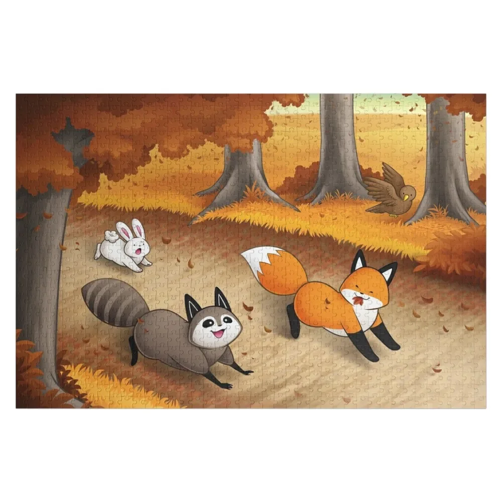 Фокс и друзья - осенняя забавная головоломка персонализированный подарок