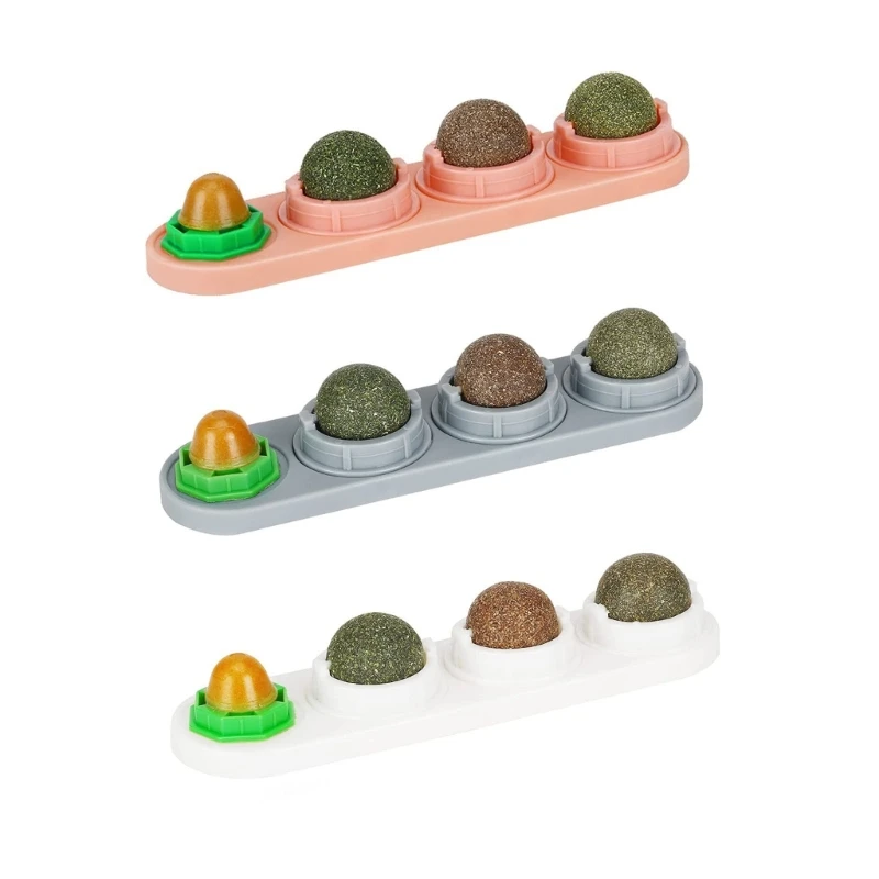 

Catnips Ball Toy for Cats 360°-Rotatable Edible Ball Self-Adhesive Licks Ball Dropship