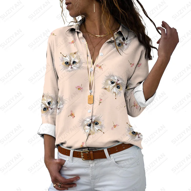 

Свободная Женская рубашка с отложным воротником, модный новый женский топ, повседневные топы, элегантная женская рубашка большого размера