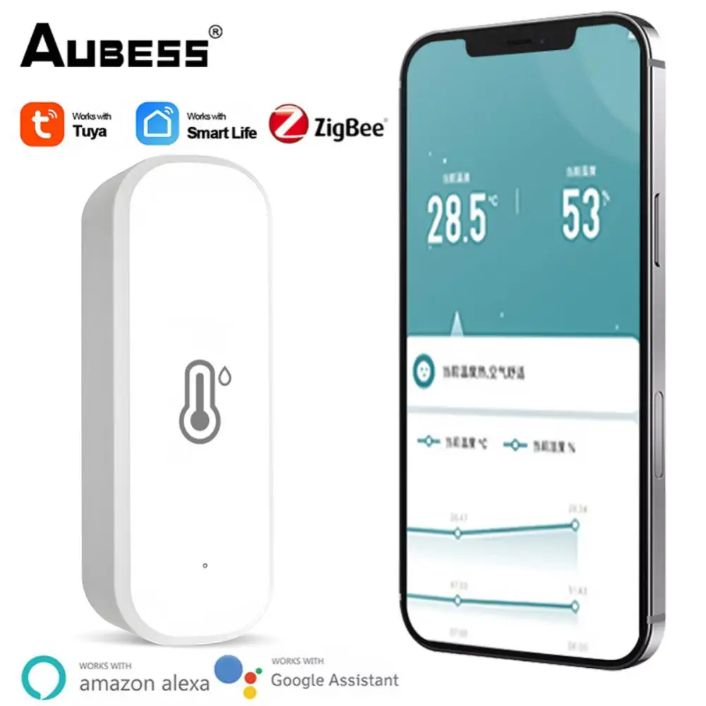 

Zigbee Smart Home Security Portable Work With Alexa Google Home Smart Life / Tuya App Battery Powered Smart Temperature Sensor