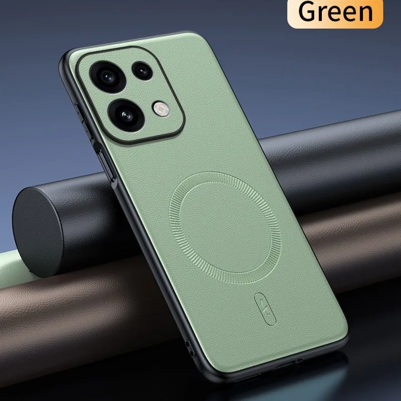 Фото Чехол для OPPO Reno 16 Pro, магнитный кожаный защитный чехол для OPPO Reno 16 Pro, противоскользящий, с защитой от отпечатков пальцев, из ПК+ТПУ №3