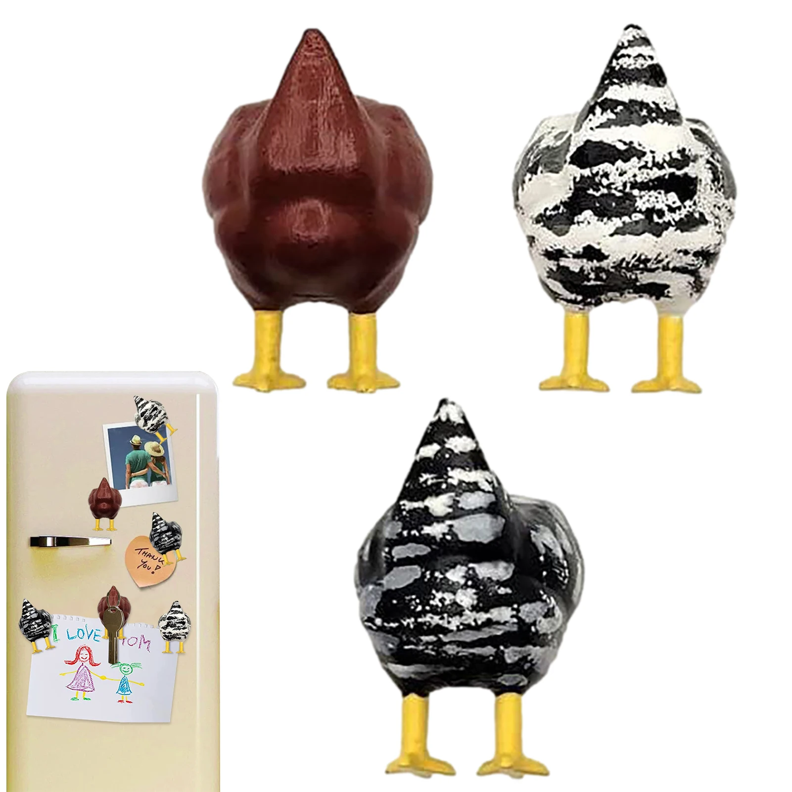 

3PCS Chicken Butt Refrigerator Decorative Innovative Cute Animals for Kitchen