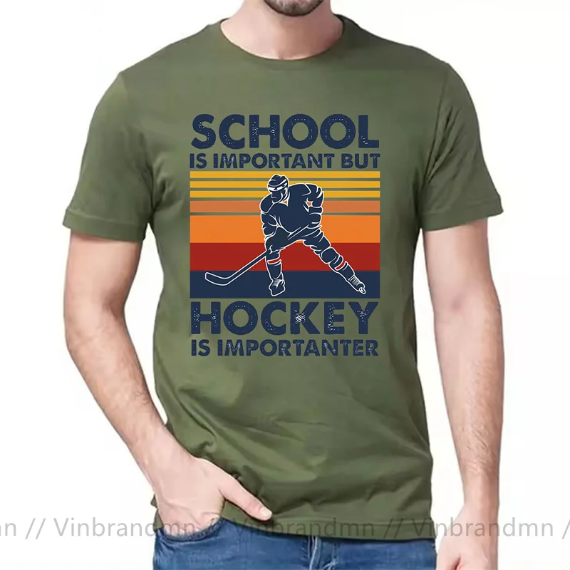 Школа важна но хоккей важнее футболка мужская уличная одежда с коротким рукавом