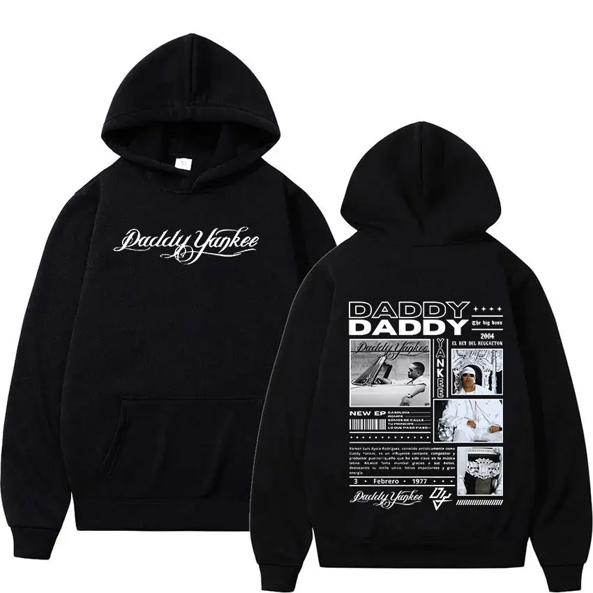 Фото Рэпер Daddy Yankee 2024-2025, новая толстовка с капюшоном в стиле альбом, мужской пуловер в стиле хип-хоп, готический пуловер, модная ретро-модная толстовка большого размера, уличная одежда №1