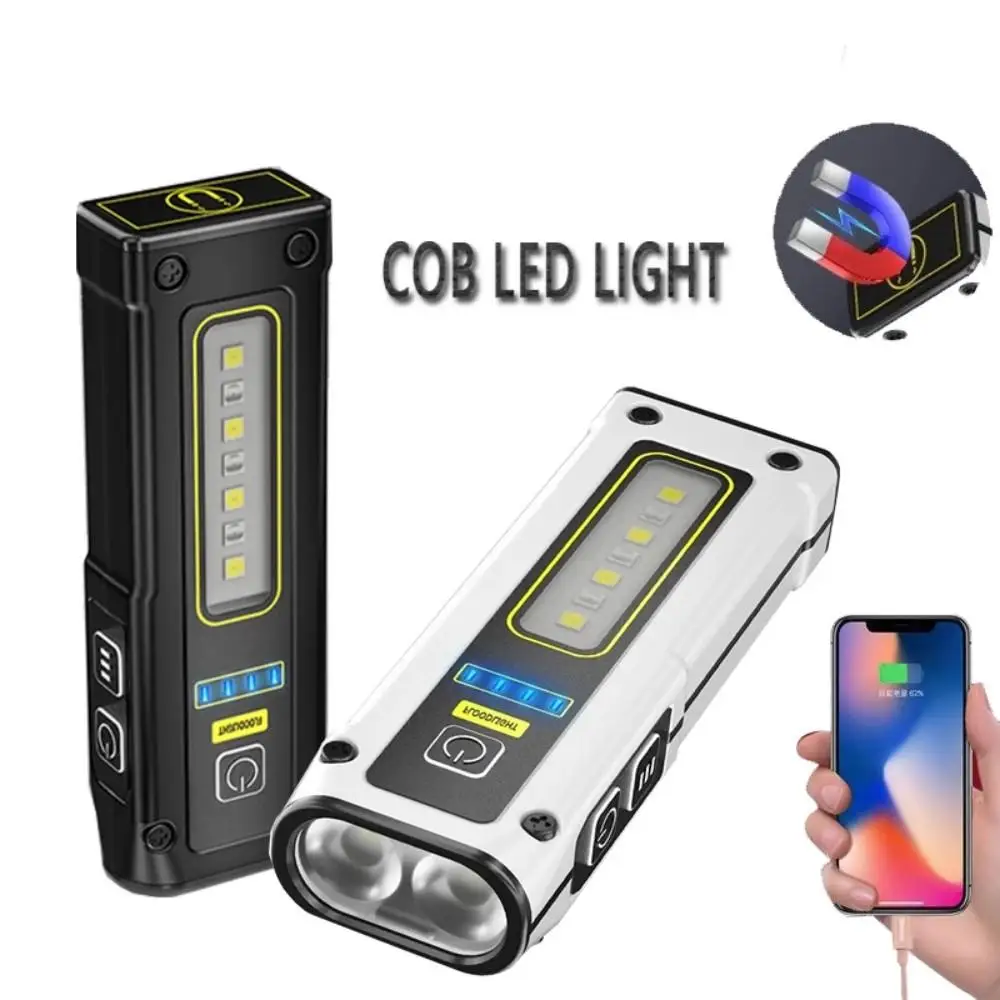 

Mini Multi-function Flashlight Dual LED Source Working Light Type-C RechargeableTorch Strong Magnet Emergency Power Bank Lantern