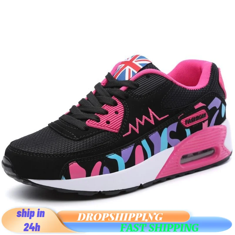 

2023 Fashion Women Air Cushion Sports Shoes Outdoor Running Lace-up Ladies Shoes Woman Sneakers Tenis Feminino Casual Flats