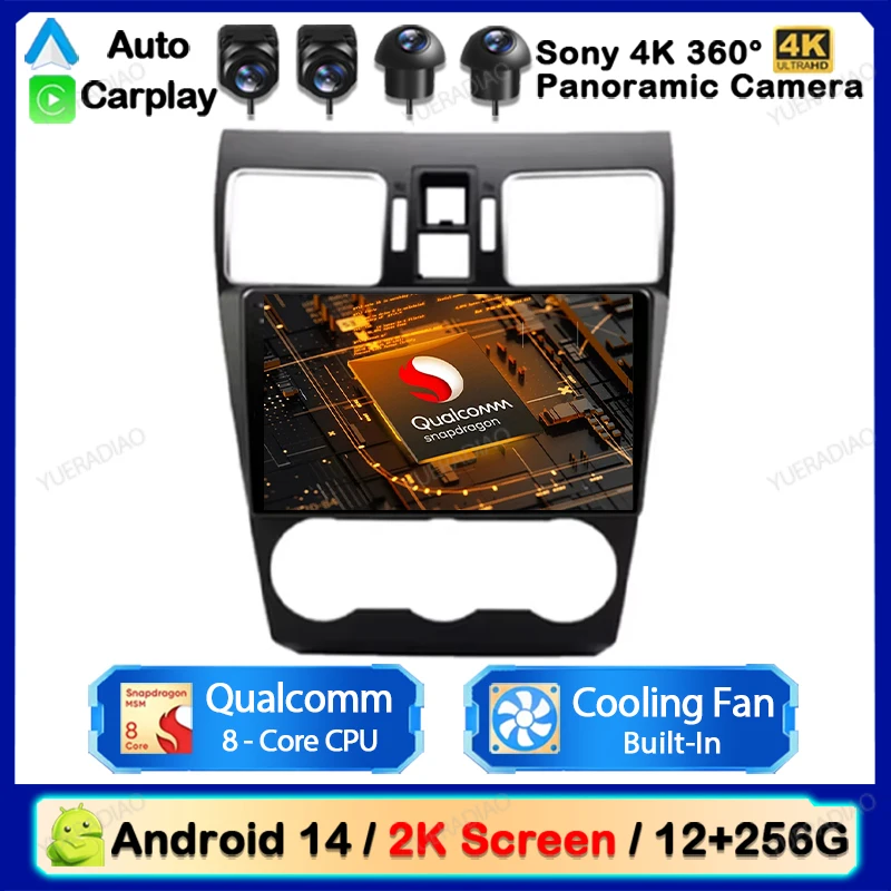 Радио Android 14 для Subaru Forester 4 SJ XV WRX 2012-2015 2018 Carplay Стерео GPS Navi Автомобильный