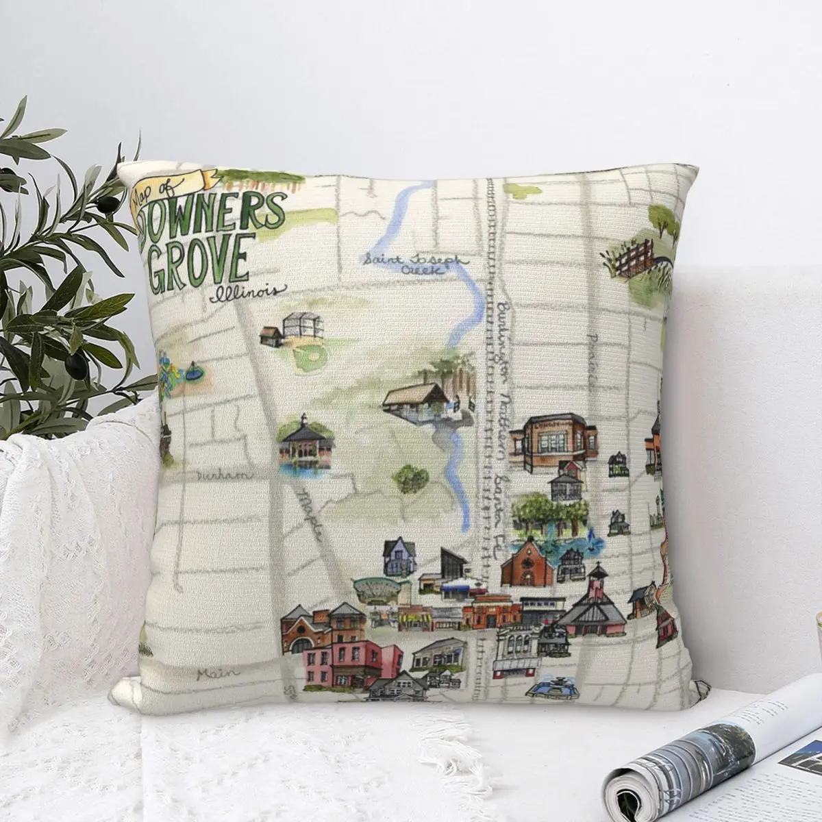 Наволочка с иллюстрированной картой Downers Grove наволочка декоративные наволочки