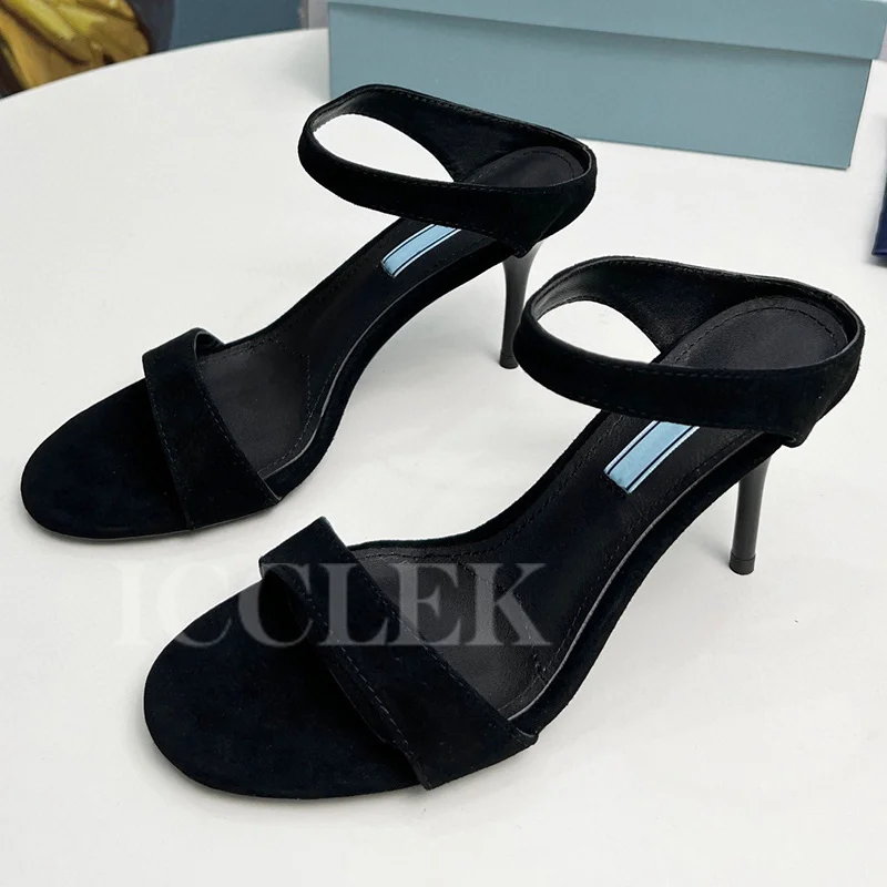 

Women Slippers Summer New T-stage Walk Show Online Celebrity Style Sexy Super High Heels One Strap Design Banquet Female Sandals