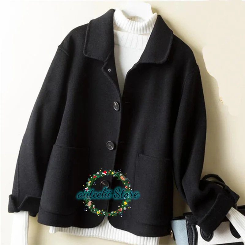 Autumn Winter New Women's Woolen Coat Fashion Casual Cropped Jacket Elegant High Quality костюм женский