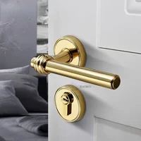 Antique Traditioinal PVD Gold Home Room Door Handle for Interior Door Lock Set for Bedroom Wood Door Handle Gold