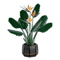 fit 10289 flower bird of paradise bouquet perpetual adult building block bricks model home decoration plant potted gift kid set