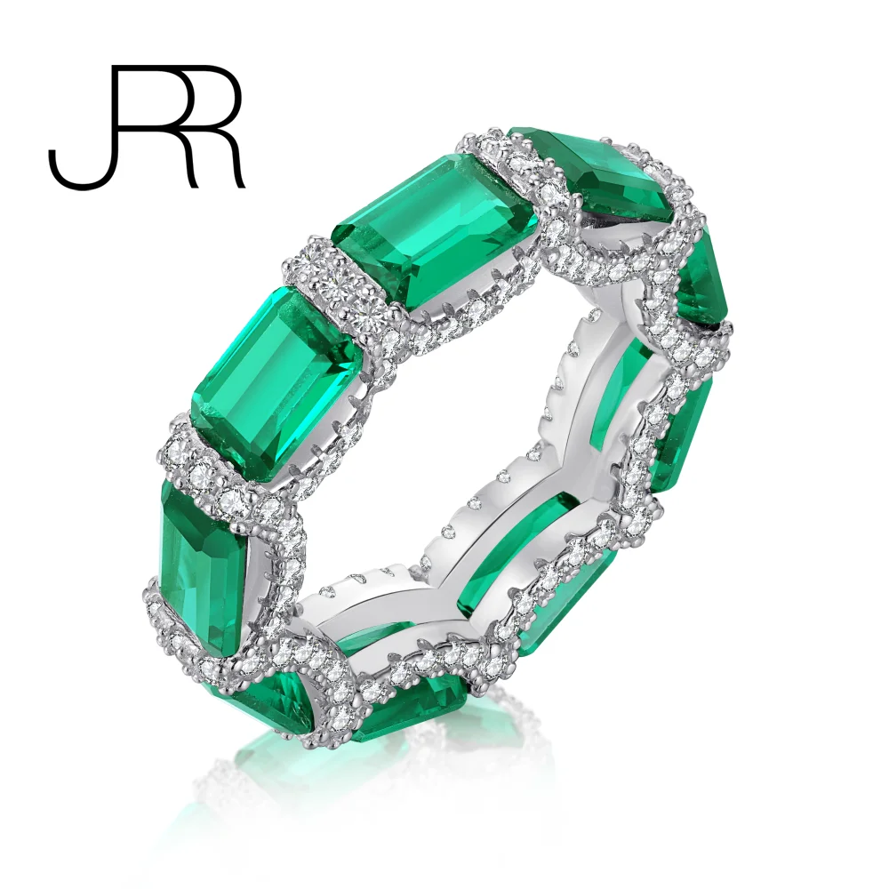 JRR блестящие изумрудные желтые огранки из стерлингового серебра с выращенными в