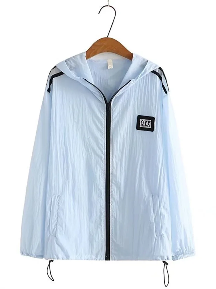 Женская одежда размера плюс летнее тонкое пальто с длинными рукавами Однотонная