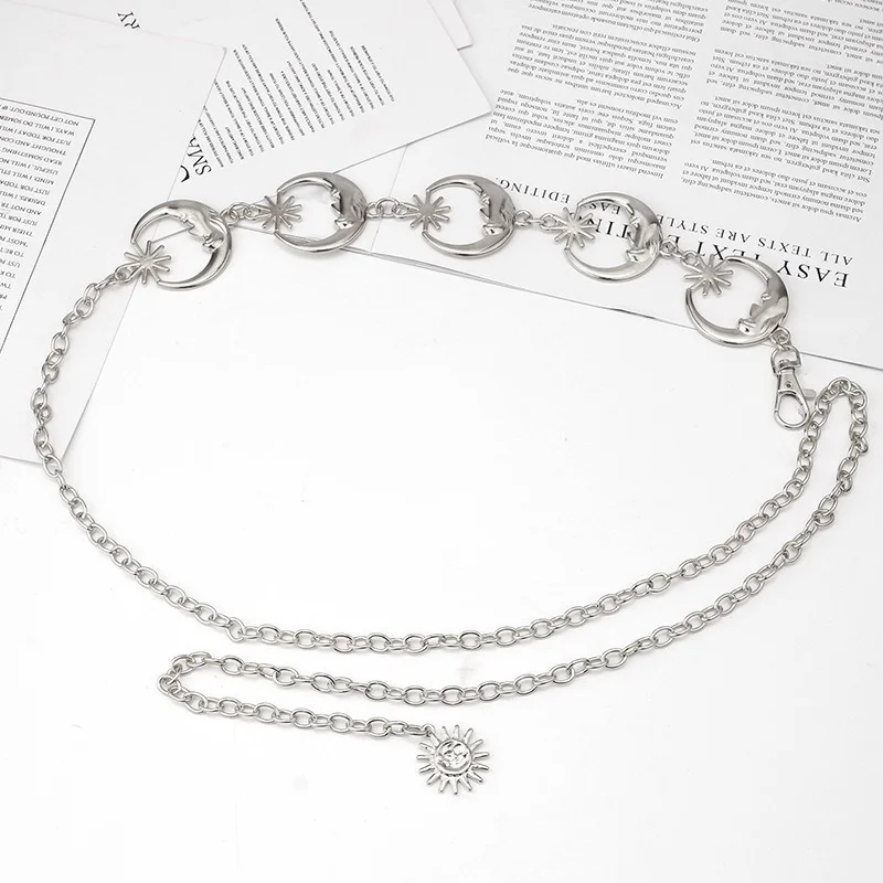 

Harajuku Punk Waist Chain Belts for Women Mental Gold Silver Moon Belt Classic Pant Coat Waistbands Y2K Girdle Cloth Accessories