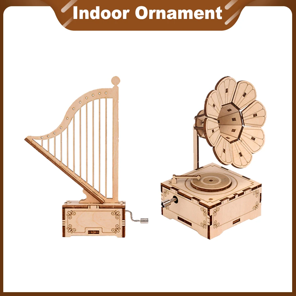 

O22-1 Handmade DIY 3D Wooden Puzzle Game Music Box Assembly Model Building Kit Kits For Children Kids Birthday Gift Room Decor