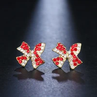 emmaya fascinating bow shape design earring with two colors cubic zircon decoration for female fashion party charming jewelry