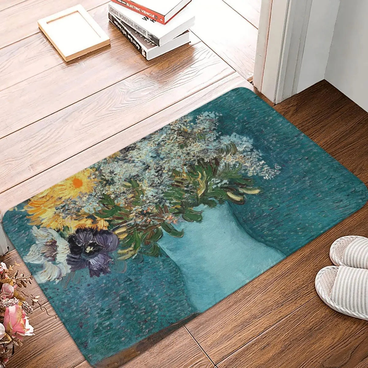 

Vincent Van Gogh Painting Non-slip Doormat Kitchen Mat Vase With Lilac Balcony Carpet Welcome Rug Indoor Decorative