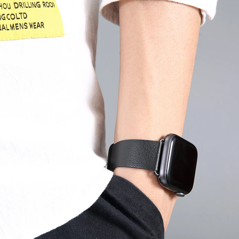 Genuine Leather Strap For Apple Watch Band Ultra 8 49mm 7 6 41mm 45mm 40mm 44mm Women Bracelet for iWatch Series 8 3 SE 38 42mm