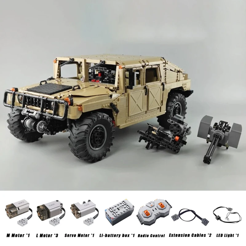 Высокотехнологичный военный большой внедорожник MOC War модель H1 строительные