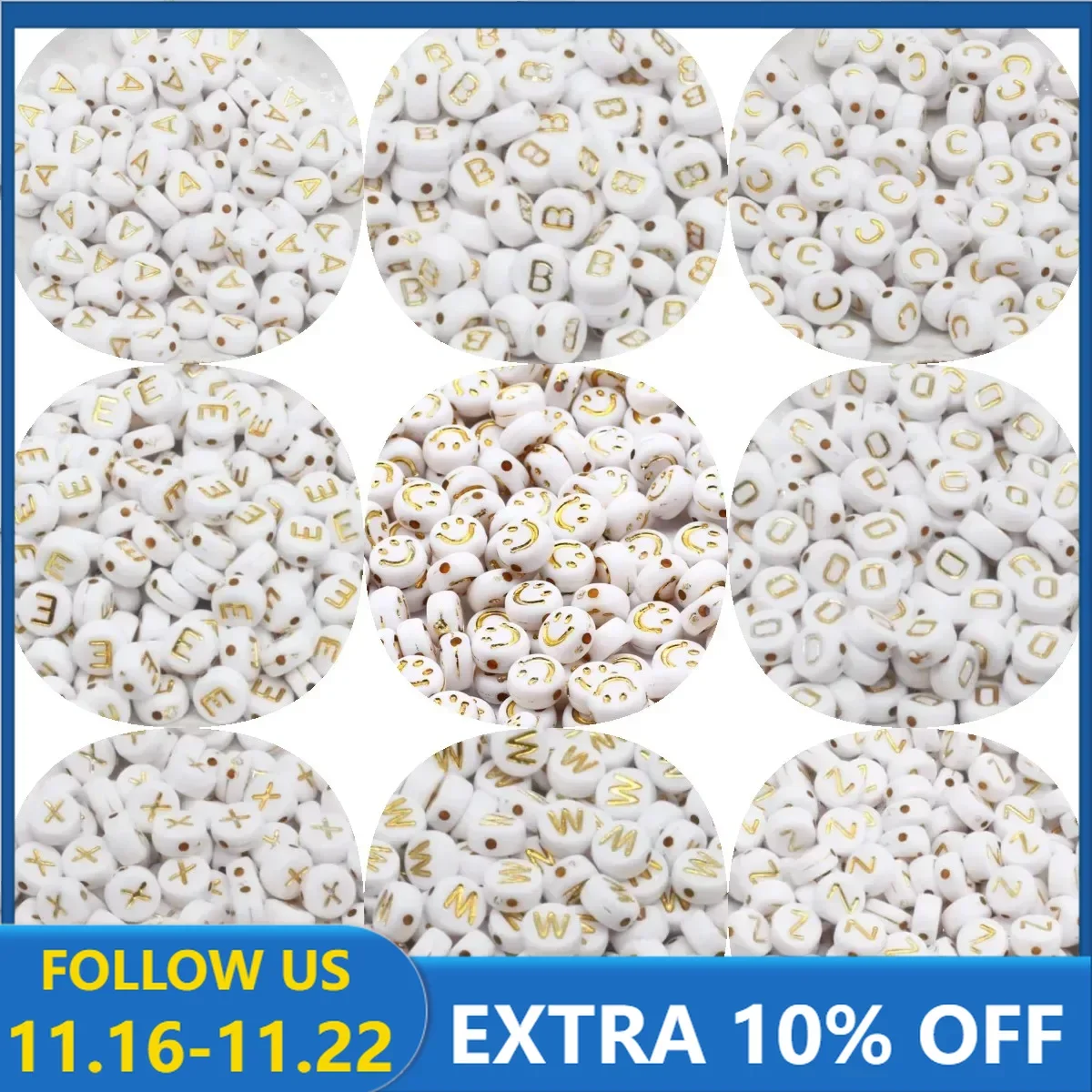 

100Pcs/Lot 7x4mm Mixed Letter Acrylic Beads Flat Round Spacer Alphabet Beads For Jewelry Making Diy Handmade Bracelet Necklace