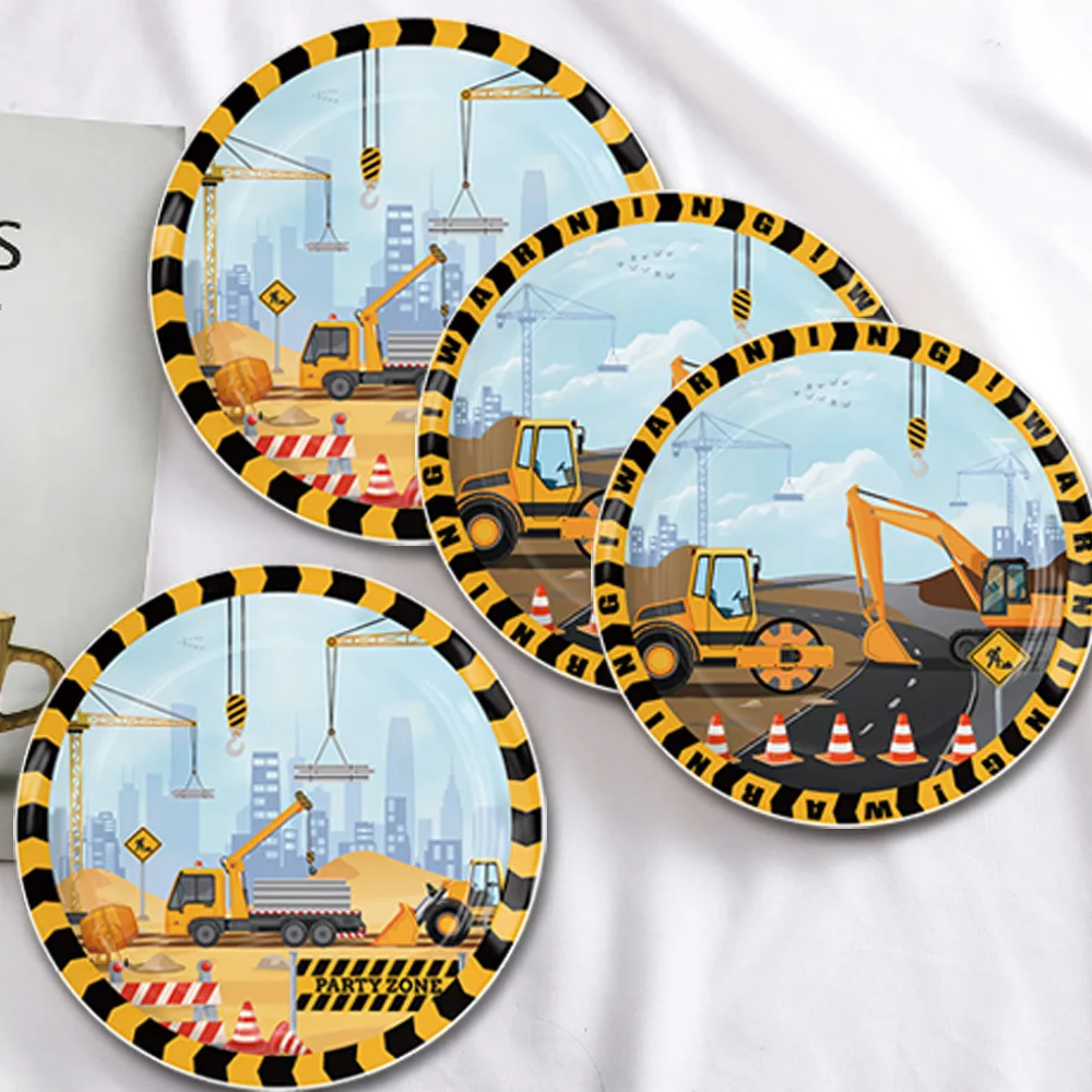 

Engineering Car Party Disposable Tableware Engineering Plates Napkin Kids Boys Happy Construction Car Theme Birthday Party Decor