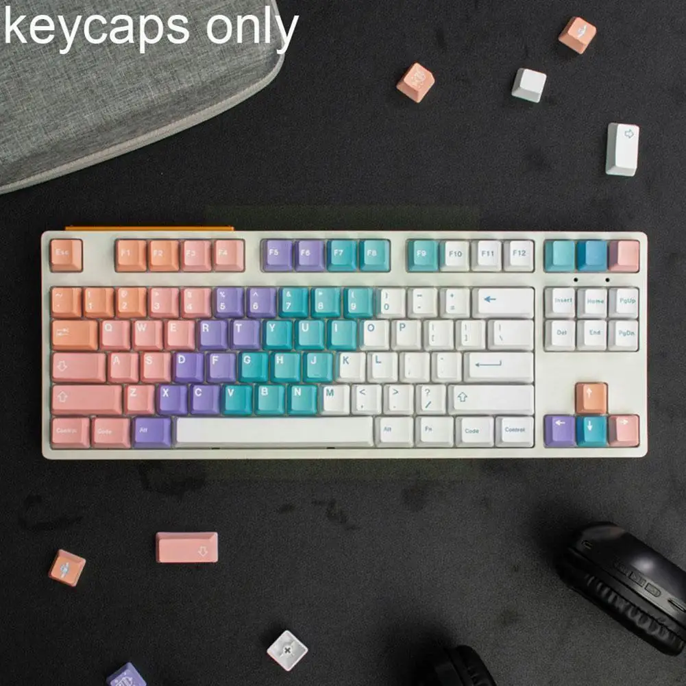 

Колпачки для механической клавиатуры 138, сменные колпачки для клавиш PBT, прозрачные колпачки для клавиш с двойной надписью, колпачки для кла...