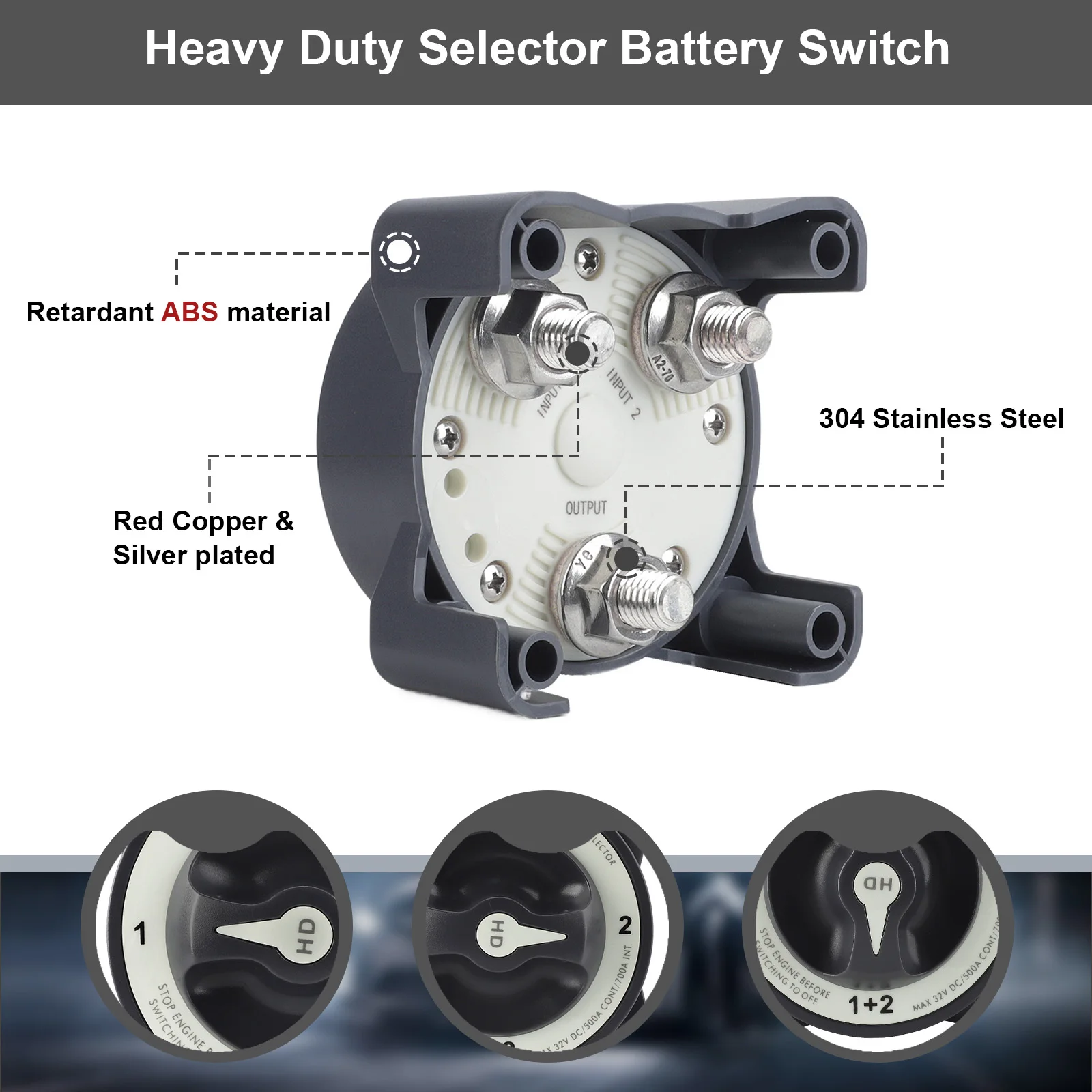 Аккумуляторный выключатель 500A 32 В HD-серия 4 позиционирования сверхмощный