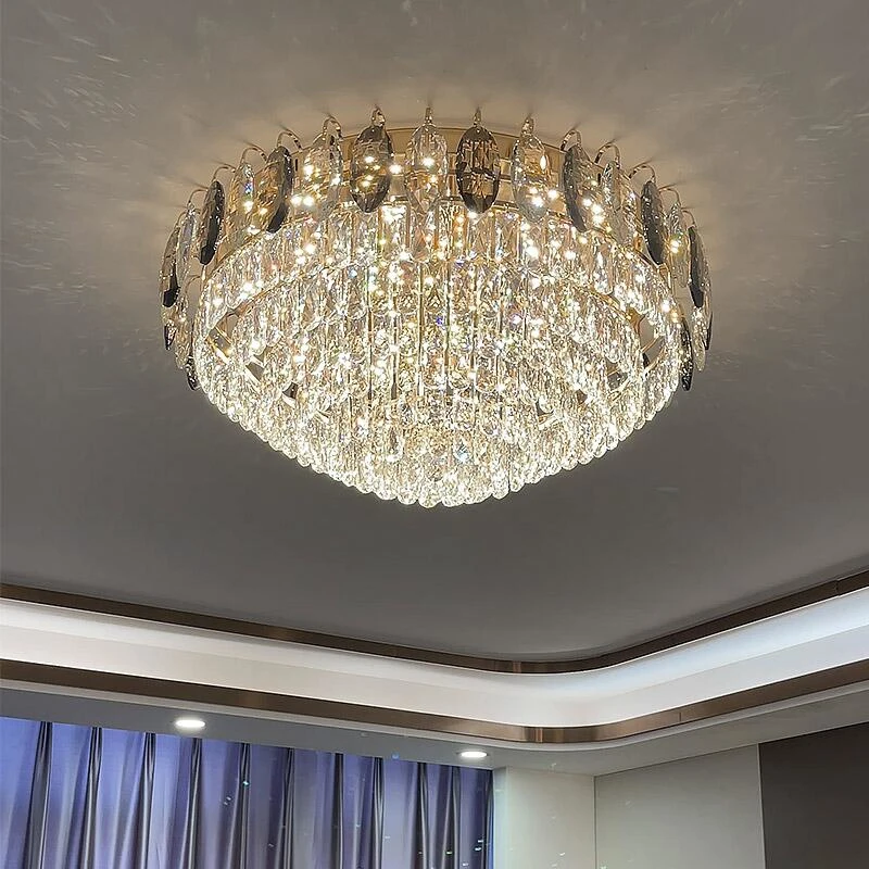 

Luxury gold crystal living room chandelier for ceiling living room lighting modern hotel engineering custom lights