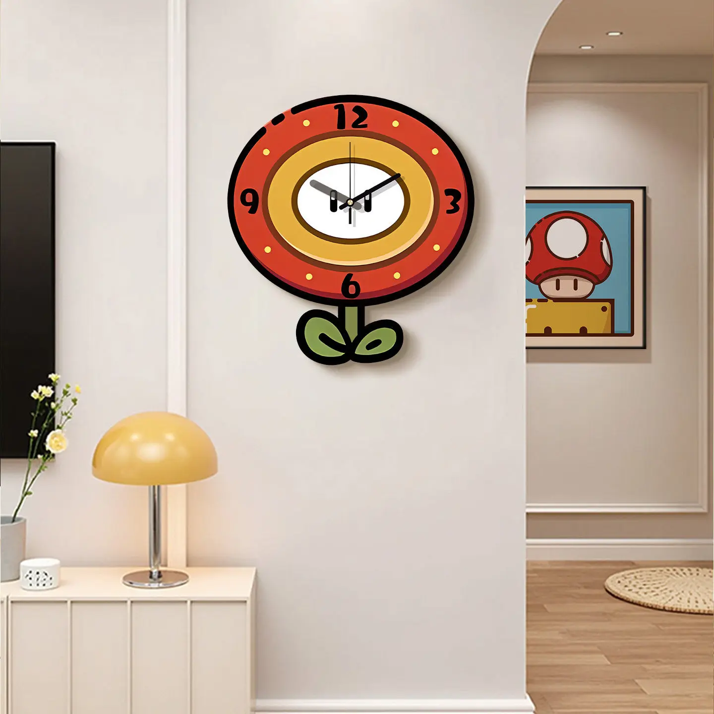Фото Настенные часы Super Mario из дерева с бесшумным механизмом, милые мультяшные часы для декора дома, для гостиной, спальни, детской комнаты №2