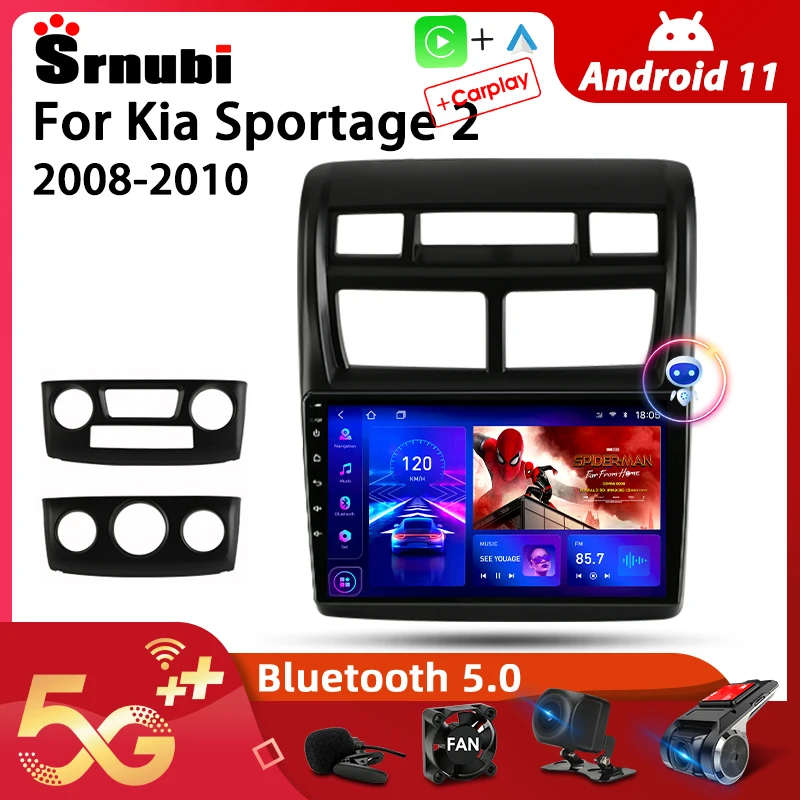 Srnubi Android 11.0 Car Radio For Kia Sportage 2 2008-2010 Multimedia Video Player 2Din 4G GPS Navigation Carplay DVD Head unit