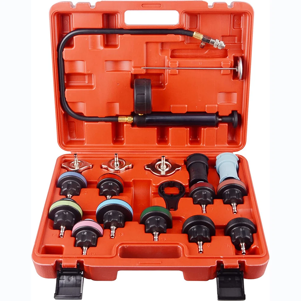 18pcs Universal Radiator Pressure Tester Kit Coolant Pressure Tester kit coolant Vacuum Refill kit