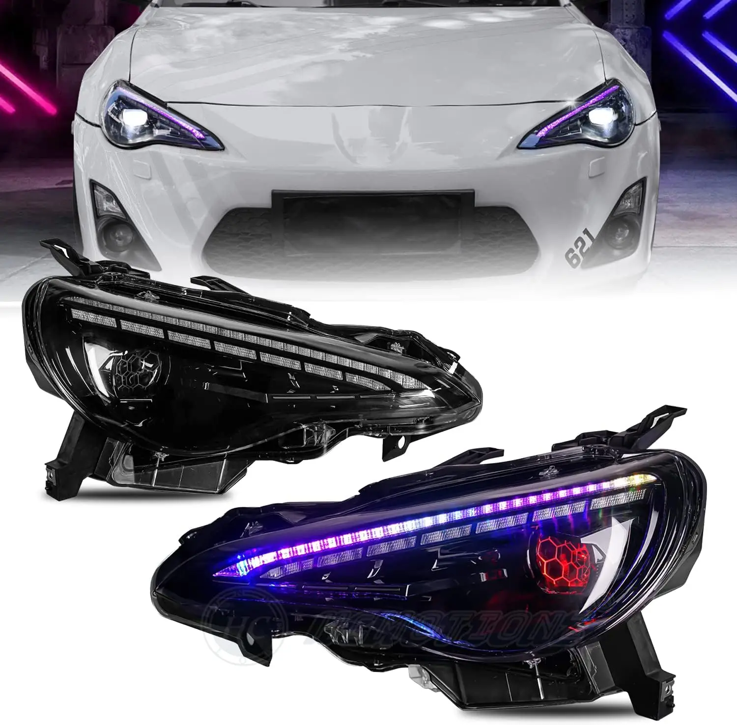 

Светодиодный фара для 2012-2021 Toyota 86 2012-2016 Scion FR-S 2013-2021 Subaru BRZ с DRL Запуск анимации последовательный знак поворота