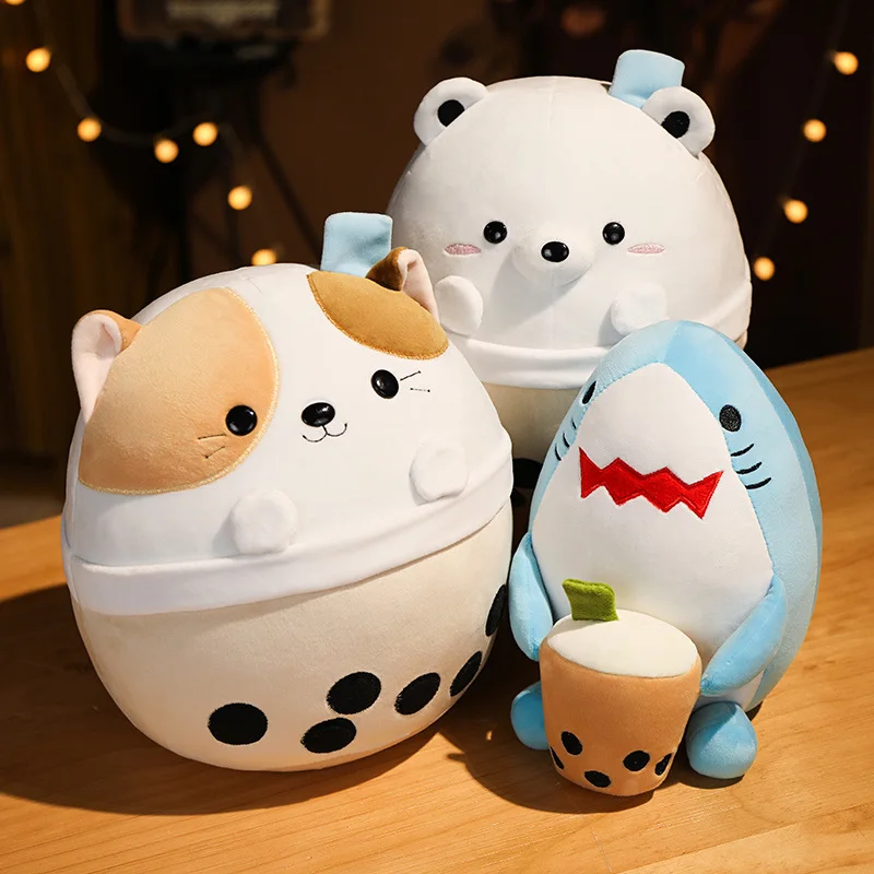 

Animal Bubble Tea Plush Pillows Cartoon Cup Boba Stuffed toy Sofa Cushions Bed Sleeping body Pillow Panda Cat Pig Decor Home