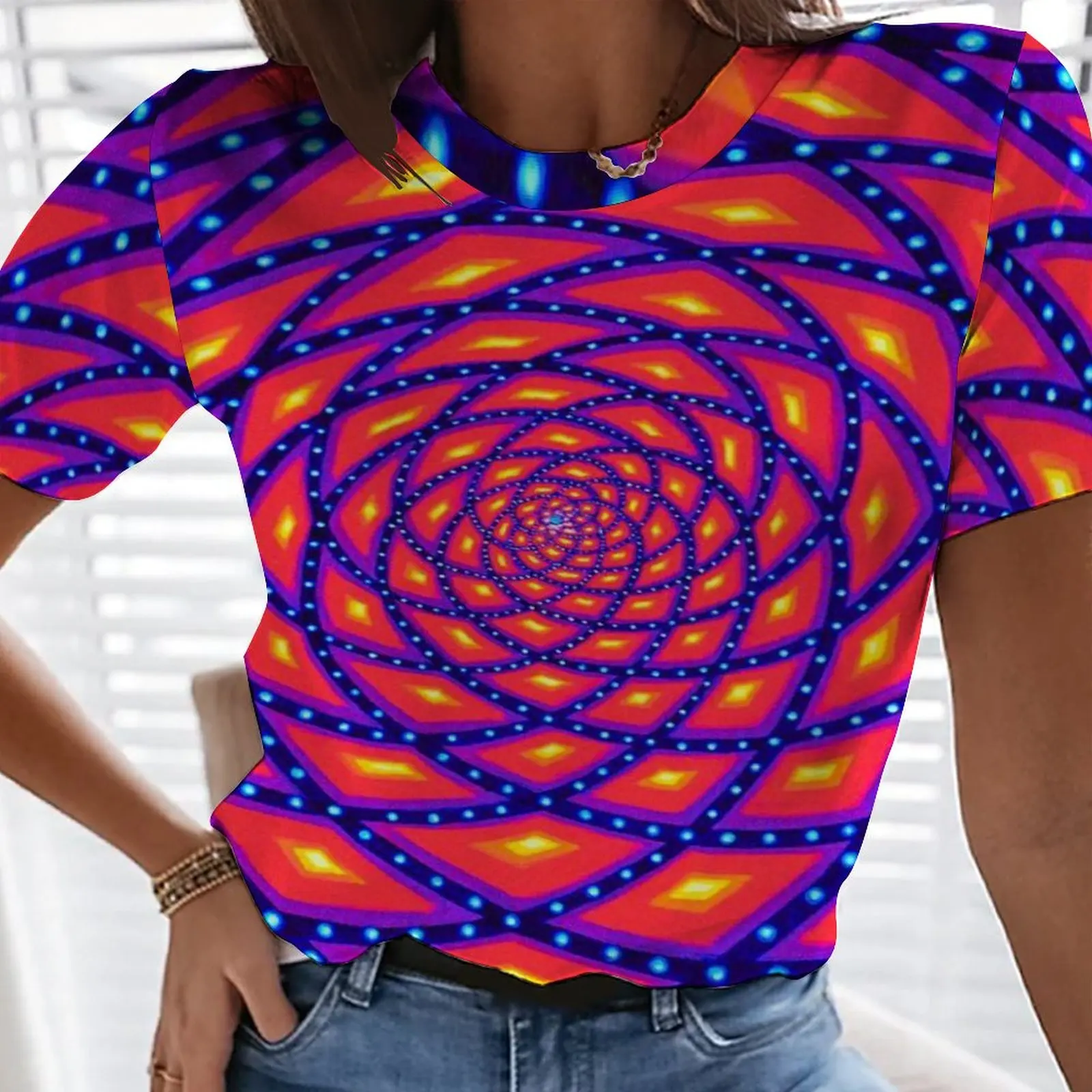 

European and American 3D digital printing hand-painted colorful T-shirt women's T-shirt fashion breathable T-shirt XS-6XL