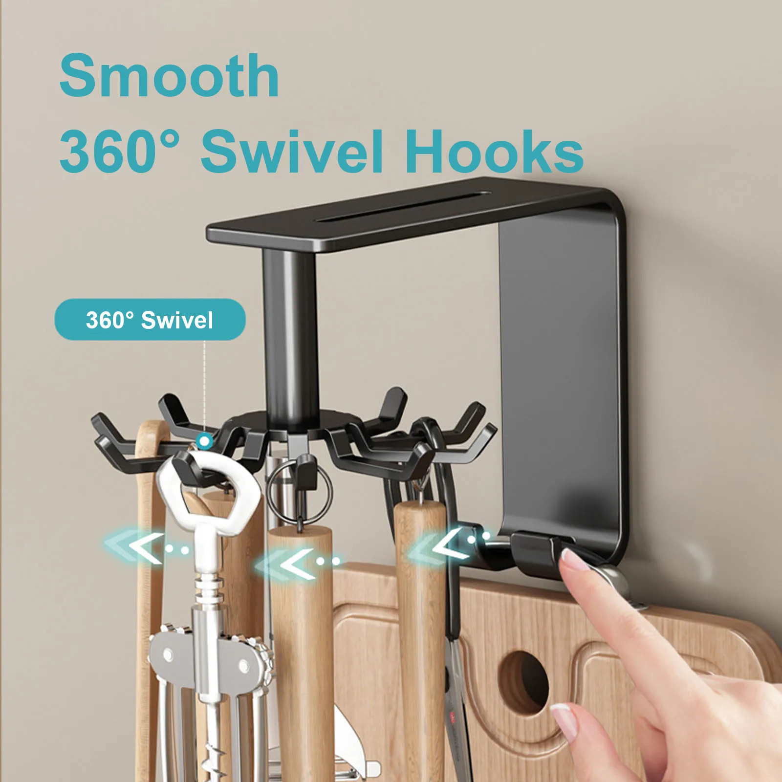 Настенные вешалки с поворотом на 360 ° кухонные Крючки из 10 предметов стойка