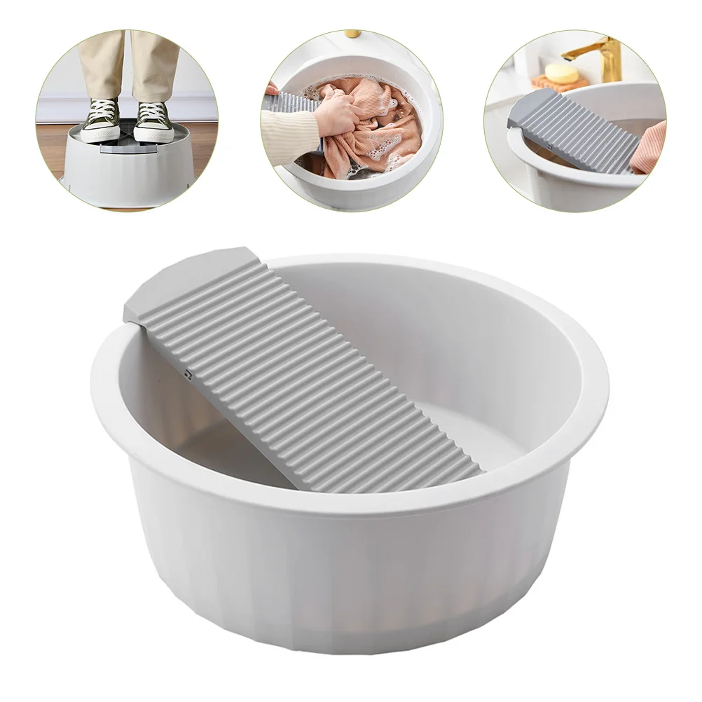 

Laundry Basin Washboard Washing Clothes Wash Board Tub Hand Accessories Bathroom Grey Se Dish Sink Plastic Washtub Baby