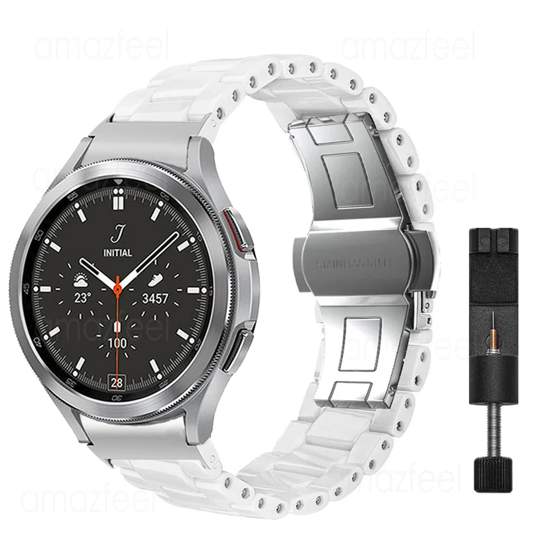 

For Samsung Galaxy Watch 4 44mm 40mm Ceramics Strap Galaxy Watch 4 Classic 46mm 42mm Smart Watch Band No Gaps Curved end Adapter