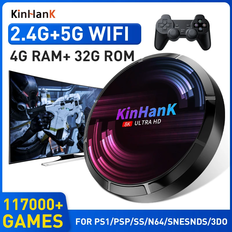 

Супер консоль KINHANK X Max Ретро видео игровая консоль 70 + эмуляторы 114000 + игры для PSP/PS1/DC/N64/MAME 4K HD выход Смарт ТВ приставка