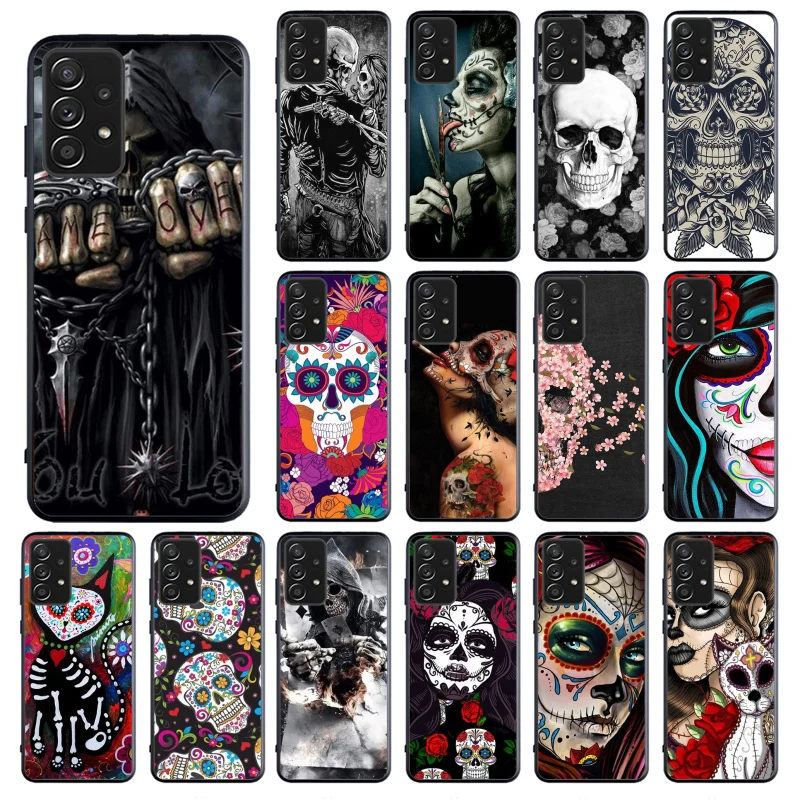 

Phone Case for Samsung Galaxy A73 A53 A13 A22 A12 A32 A71 A21S A33 A52 A72 A02 A03 A51 A31 M31 Skull Skeleton Woman
