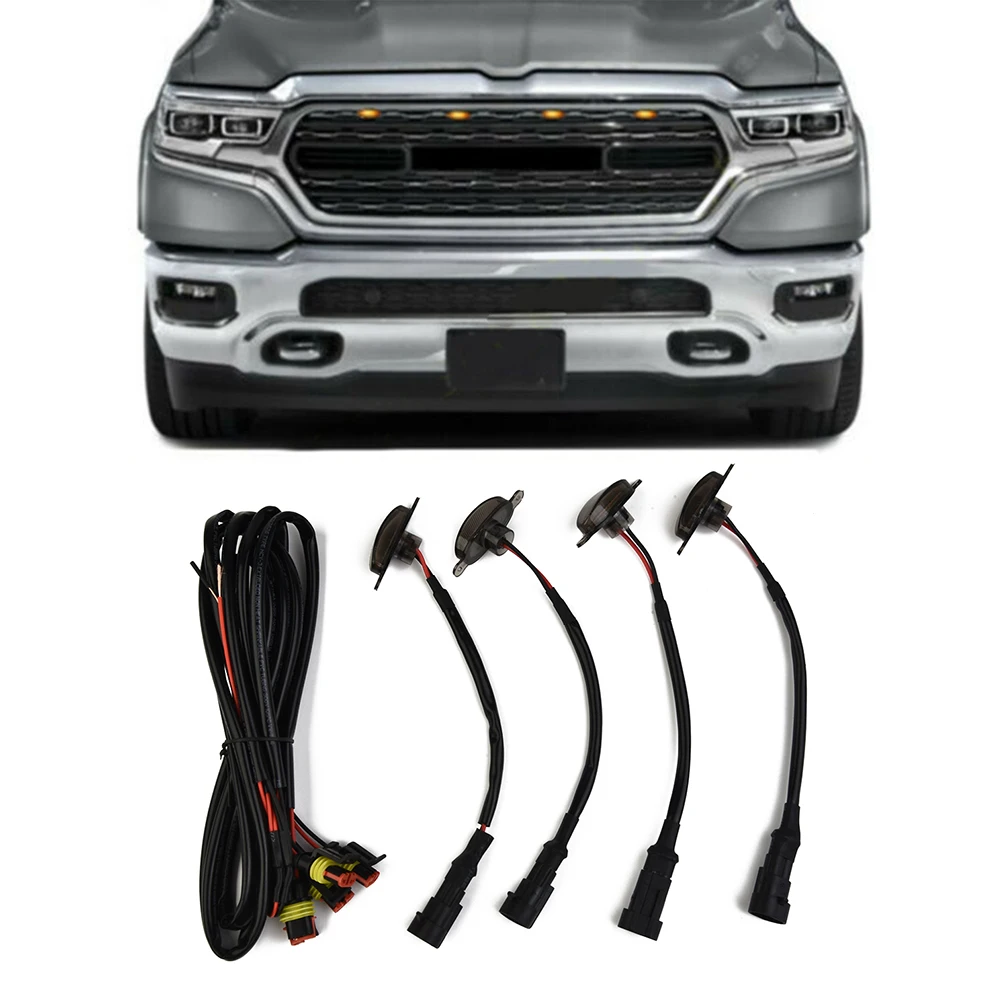 

Olor Of The Item May Be Slightly Different From The4pcs 12LED Smoke Front Grille LED Amber Light Raptor Style Cover For Ram 1500