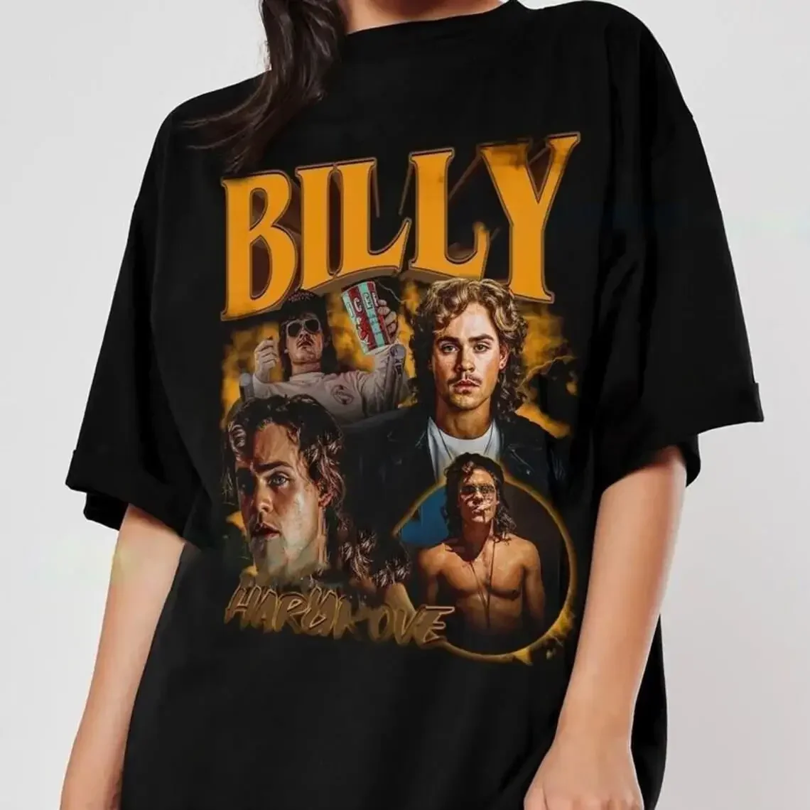 Фото Рубашка Billy Hargrove Dacre Montgomery Movie, винтажная трендовая футболка «Очень странник 90-х», футболка с ТВ-шоу, винтажная футболка с рисунком, толстовка №2