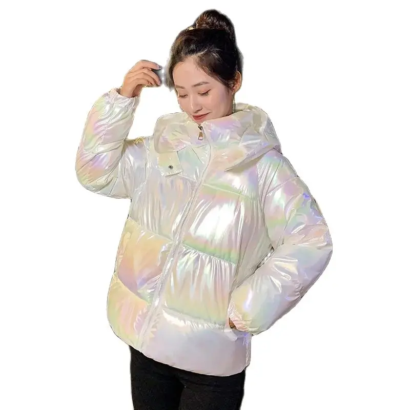 

Women's Cotton Coat Parker New 2022 Autumn Winter Jacket Korean Thickened Glossy Wash-Free Hooded Keep Warm Overcoat Female