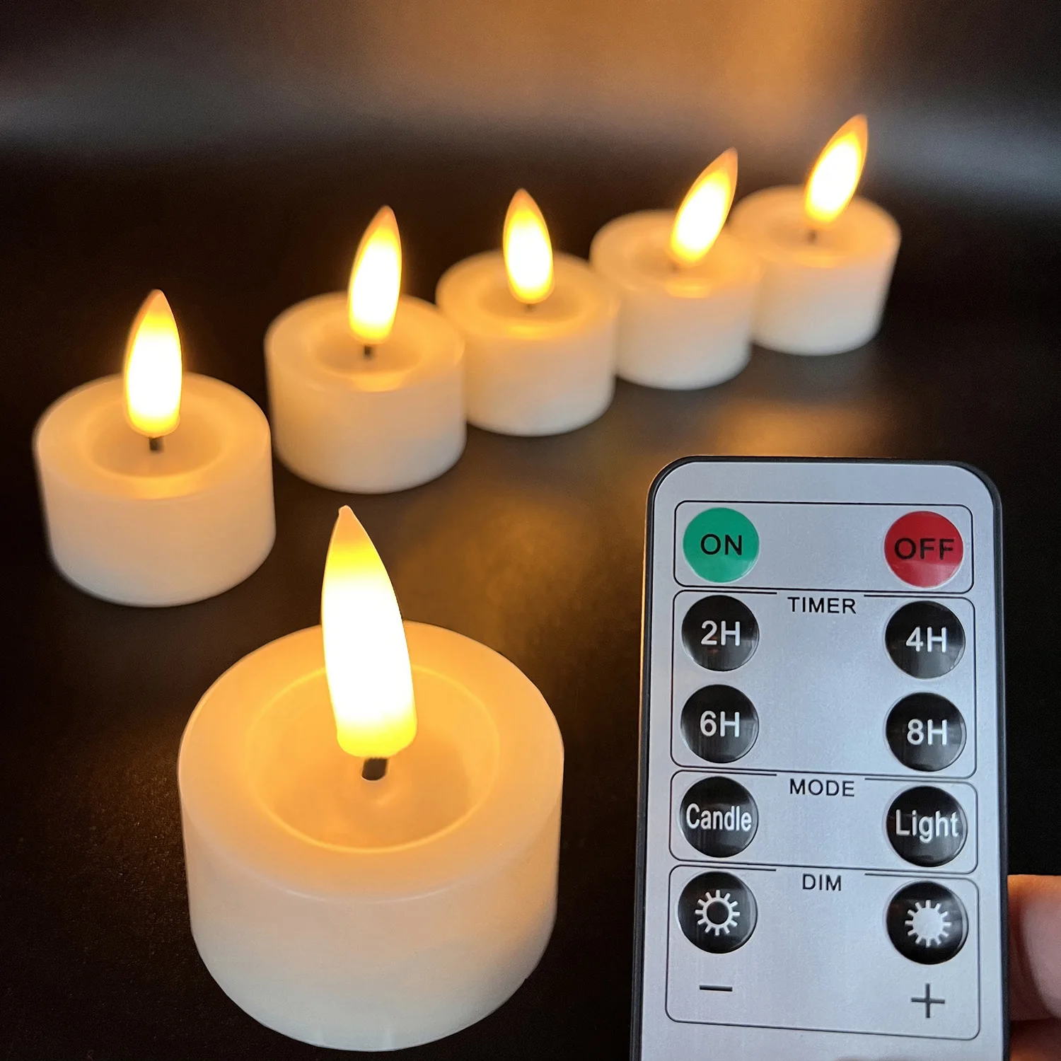 

6pcs 3D Black Wick Led Flameless Battery Operated Tea Lights Candles With Remote Control,Timer Tealight,Party Decoration