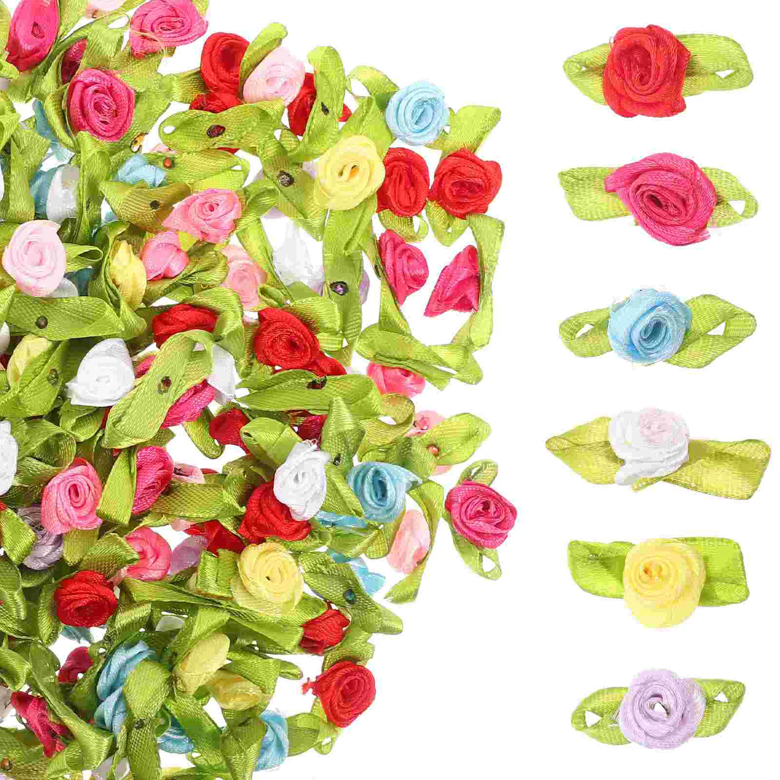 

Rose Flower Ribbon Flowers Mini Bows Wedding Appliques Bow Satin Craft Fake Table Artificial Diy Multicolor Crafts Supplies